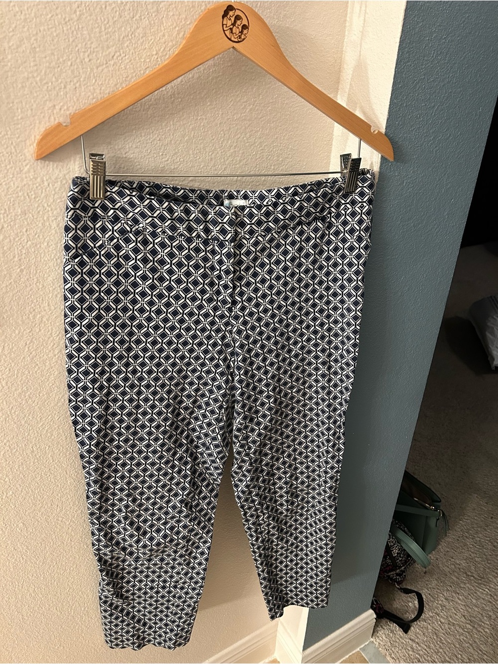 Laundry By Shelli Segal Navy and White Geometric Cropped Pants size 8